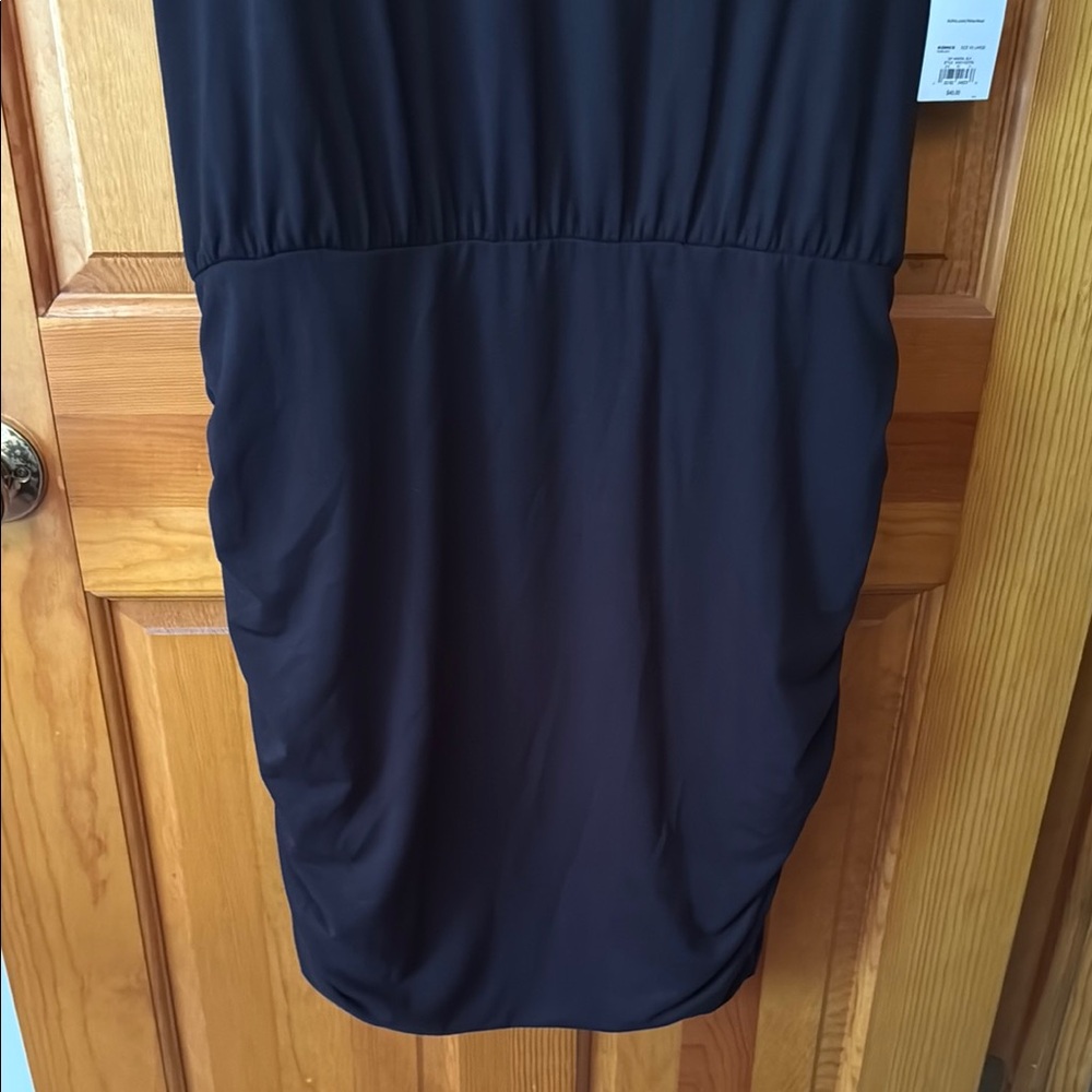 Nine West Black Ruched V-Neck Cocktail Dress - Picture 5 of 7